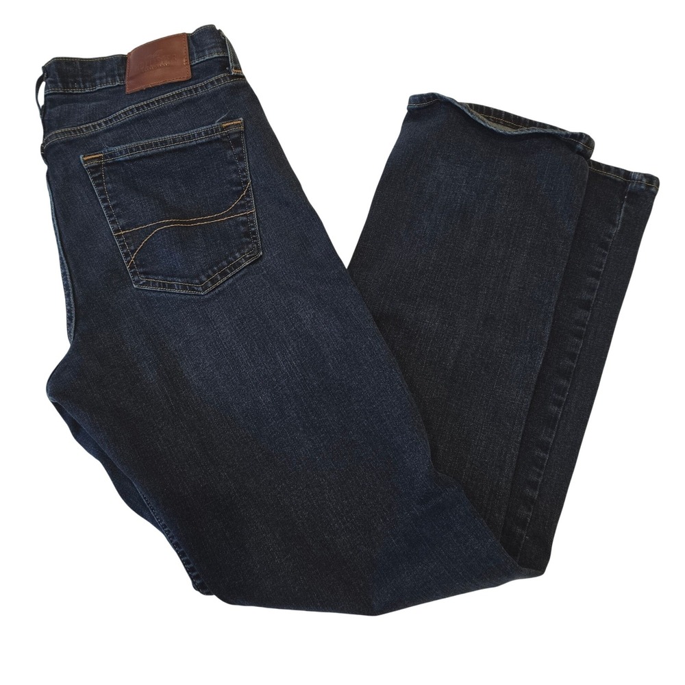 Hollister Mens Epic Straight Jeans Dark Wash Stretch Denim‎ 33x34
